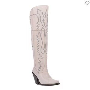 Dan post high knee cowgirl boots  leather white